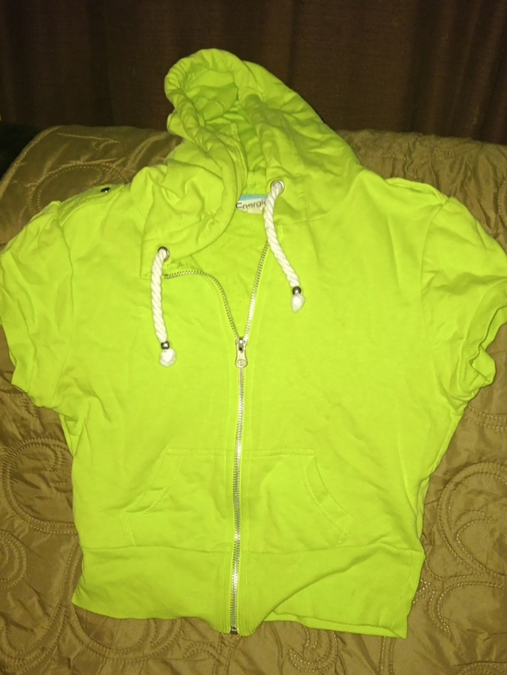 Energie Neon Lime Zip Hoodie with Teal Trim